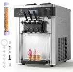 VEVOR Gewerbliche Eismaschine 20-28 L/h Leistung, Softeismaschine 2200 W lmit 2...