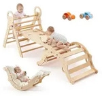 VEVOR Kletterdreieck, 9-in-1 Kletterspielzeug, mit Holzautos, Kissen, Kletterdreieck,