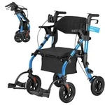 VEVOR 2-in-1 Rollator Faltbar mit Sitz, Leichter Gehwagen mit Reifen, Gehhilfe...