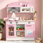 VEVOR Spielk&uuml;che f&uuml;r Kinder, Kinderk&uuml;che aus Holz mit Licht & Sound, Holzk&uuml;che