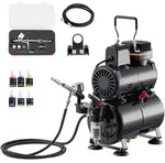 VEVOR Airbrush Set 1/6 PS mit Luftkompressor & Tank, 1 Dual Action Airbrush...