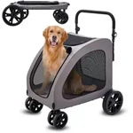 VEVOR Hundebuggy 79x91x113 cm, Hundewagen 4 R&auml;der mit Bremsen, Hundetrolley,