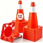 VEVOR 12er-Pack 45,7 cm Verkehrskegel, Sicherheits-Stra&szlig;enparkkegel mit...