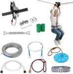 VEVOR Zipline Seilrutsche 18,3 m Seilbahn, Zip Line Kit bis 150 kg, Backyard...