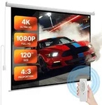 VEVOR Motor Projektionsleinwand Beamer Leinwand, 120 Zoll 4:3 4K 1080 HD,