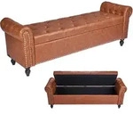 VEVOR Sitzbank Ottomane (460 x 1660 x 560 mm) aus PU-Leder mit Holzbeinen &...