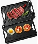 VEVOR wendbarer Grillplatte Bratpfanne Griddle aus Gusseisen (185 x 342 mm),...