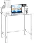 VEVOR Acryltisch Computertisch 2-stufiger B&uuml;rotisch mit Monitorst&auml;nder,...