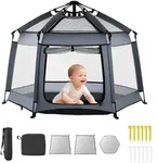 VEVOR Baby Laufgitter 150x150x106 cm, Laufstall f&uuml;r Kleinkinder mit Baldachin,