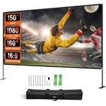 VEVOR Projektionsleinwand mit St&auml;nder 381cm Tragbare Filmleinwand 16:9 Outdoor