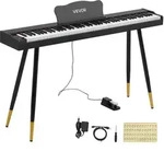VEVOR Digitalpiano 88 Halbgewichtete Tasten Standardgr&ouml;&szlig;e E-Piano Schwarz f&uuml;r