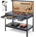 VEVOR Werkbank mit Lochwand, 110kg Belastbarer Arbeitstisch inkl. 2...