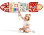VEVOR Montessori Busy Board 13-in-1 Sensorisches Wandmotorikbrett Rakete,