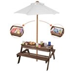 VEVOR Picknicktisch mit abnehmbarem Sonnenschirm & 2 B&auml;nken, Sitzgruppe...
