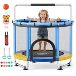 VEVOR Trampolin Mini f&uuml;r Kinder mit Haltestange Sicherheitsnetz Blau,