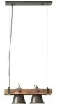 Brilliant Pendelleuchte Decca schwarz Holz Landhaus stil E27 max. 10W schwenkbar