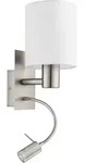 Eglo LED Wandleuchte Pasteri nickel matt wei&szlig; E27 max. 40W mit Leselicht 320lm 3...