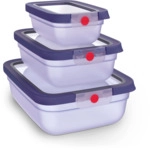 EMSA Tefal Oneclick Frischhaltedosen 3-Teiliges Space Saving Set (0 5 / 1 2 / 2 3 L)