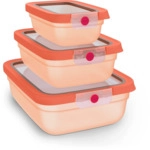 Tefal Emsa Oneclick Frischhaltedosen 3-Teiliges Space Saving Set (0 5 / 1 2 / 2 3 L)