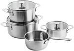 KitchenAid Stainless Steel silber | 7-teiliges Topf-Set | Kochtopf mit Glasdeckel