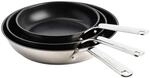 KitchenAid Stainless Steel Bratpfanne, 3-Teiliges Set, Ofenfest, silber/schwarz