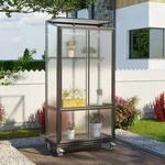Vitavia, Balkon- und Anlehn-Gew&auml;chshaus "Stad", schwarz, 4 mm HKP mit Rollfundament
