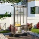 Vitavia, Balkon- und Anlehn-Gew&auml;chshaus "Stad", schwarz, 4 mm HKP mit Stahlfundament