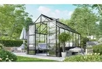 Vitavia, Gew&auml;chshaus "Cassandra 9900", schwarz, mit Sockelmauer in basalt, 3 mm ESG,