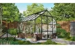 Vitavia, Gew&auml;chshaus "Cassandra 8300", schwarz, mit Sockelmauer in herbstlaub, 3 mm