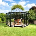 Vitavia, Gew&auml;chshaus-Pavillon "Hera 9000" inkl. Stahlfundament, schwarz, 3 mm ESG, 6