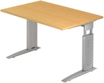 UNDA 12 S | Schreibtisch - 120 x 80 Buche/Silber h&ouml;henverstellbar