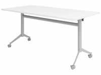 KALA 16 | Klapptisch fahrbar | 160 cm | Silber - Konferenztisch Weiß 160 x 80