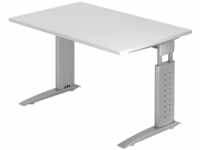 UNDA 12 S | Schreibtisch - 120 x 80 höhenverstellbar Weiß/Silber