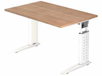 UNDA 12 W | Schreibtisch - 120 x 80 höhenverstellbar Nussbaum/Weiß