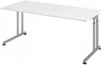 ZENO 19 S | Schreibtisch - 180 x 80 h&ouml;henverstellbar Wei&szlig;/Silber