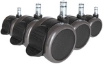 5x ROLO STOP 10mm/65mm | Hartb&ouml;den - Stuhlrollen Schwarz