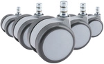 5x ROLO MOVE 60 11mm/60mm | Hartb&ouml;den - Stuhlrollen Wei&szlig;/Grau