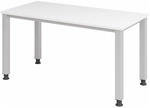QUEO 614 S | Schreibtisch - h&ouml;henverstellbar 140 x 67 Wei&szlig;/Silber