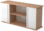 KAPA SB | Sideboard | mit T&uuml;ren - Nussbaum/Wei&szlig; Relinggriff Kunststoff