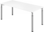 YAMA 19 S | Schreibtisch - 180 x 80 h&ouml;henverstellbar Wei&szlig;/Silber