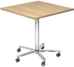 BISTRO 88Q C - System Konferenztisch 80 x 80 Chrom Eiche