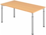 YAMA 16 S | Schreibtisch - 160 x 80 Buche/Silber h&ouml;henverstellbar