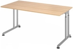 ZENO 16 S | Schreibtisch - 160 x 80 Eiche/Silber h&ouml;henverstellbar