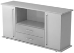 KAPA SB | Sideboard | mit T&uuml;ren + Sch&uuml;ben - Grau Relinggriff Kunststoff
