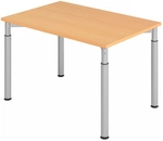 YAMA 12 S | Schreibtisch - 120 x 80 Buche/Silber h&ouml;henverstellbar