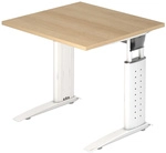UNDA 8 W | Schreibtisch - 80 x 80 h&ouml;henverstellbar Eiche/Wei&szlig;