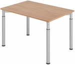 YAMA 12 S | Schreibtisch - 120 x 80 Nussbaum/Silber h&ouml;henverstellbar