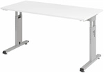 MEGA 614 S | Schreibtisch - h&ouml;henverstellbar 140 x 67 Wei&szlig;/Silber