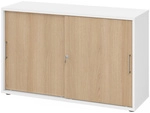 BETA 1752S | Schiebet&uuml;renschrank | 2 OH - Wei&szlig;/Eiche Metallgriff