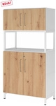 FlexWall | 4 OH | 2 x T&uuml;ren + Rahmen | mit Sockelgestell - Wei&szlig;/Asteiche